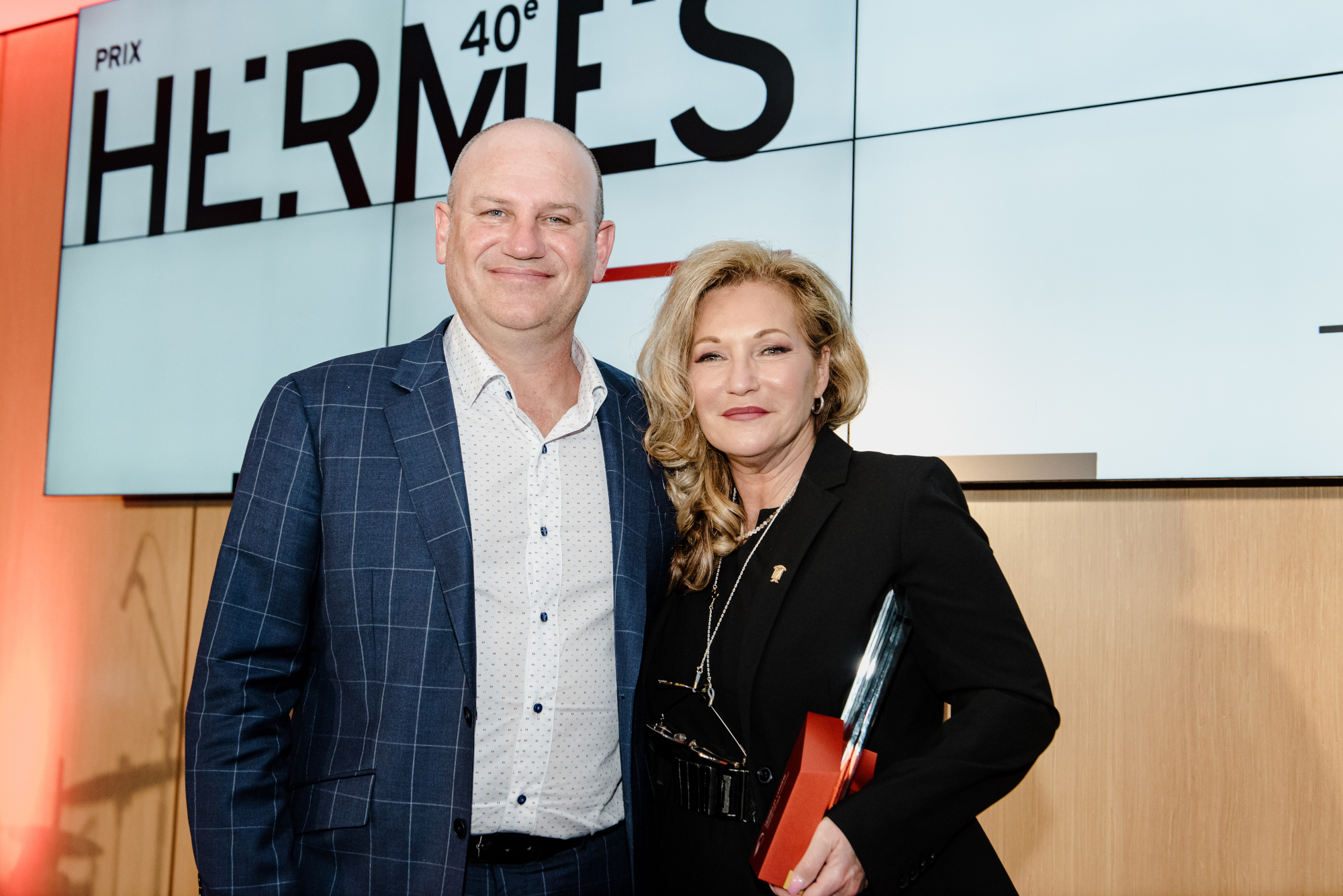 Laura Boivin et Frank Pons lors de la remise du prix Hermès de carrière 