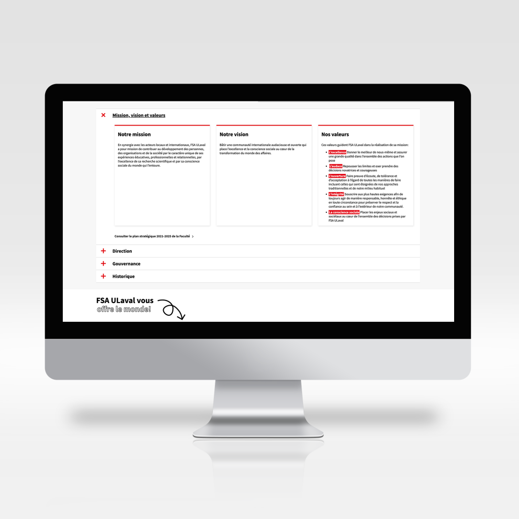 Démonstration d'une section où l'inclusivité a été améliorée: «À propos»